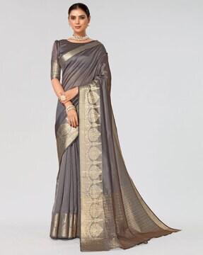 zari woven jacquard cotton saree with blouse set