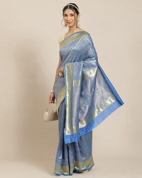 zari woven jacquard silk saree with blouse piece