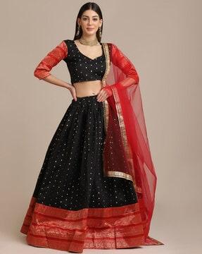 zari woven lehenga choli set with dupatta