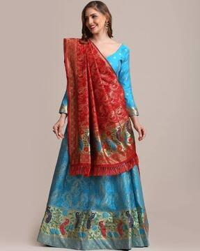 zari woven lehenga choli set with dupatta