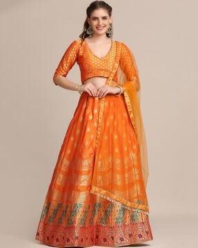 zari woven lehenga choli set with dupatta