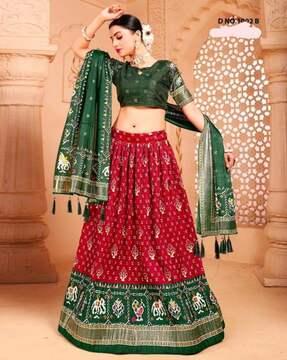 zari woven lehenga choli set with dupatta