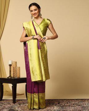 zari woven saree with contrast border & pallu