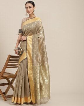 zari woven saree with contrast border