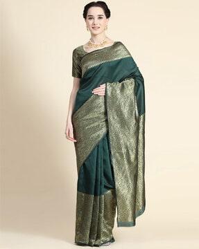 zari woven saree with contrast border