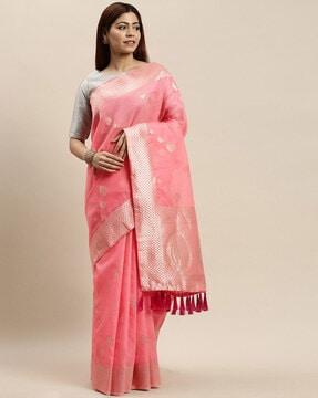 zari woven saree with contrast border