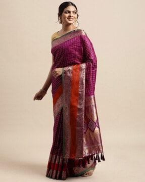 zari woven saree with contrast border
