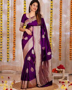 zari woven saree with contrast border