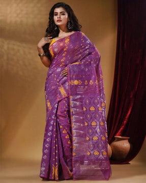 zari woven saree with contrast border