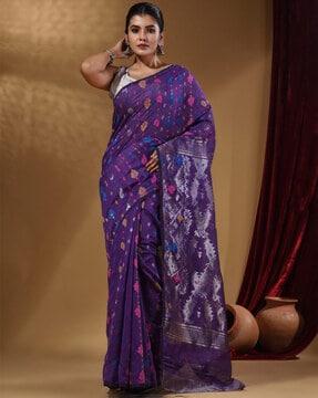 zari woven saree with contrast border