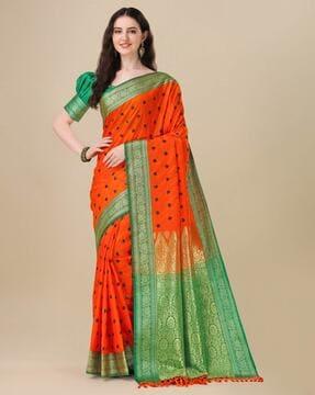 zari woven silk saree with tassels