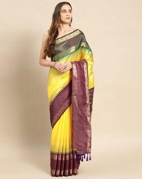 zari woven silk saree with tassels