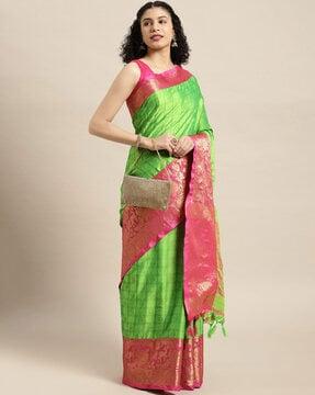 zari woven silk saree with tassels