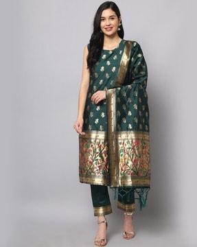 zari woven straight kurta set