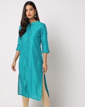 zari woven straight kurta