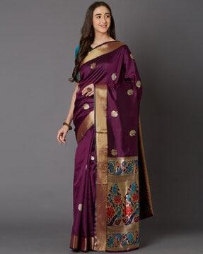 zari woven traditional saree