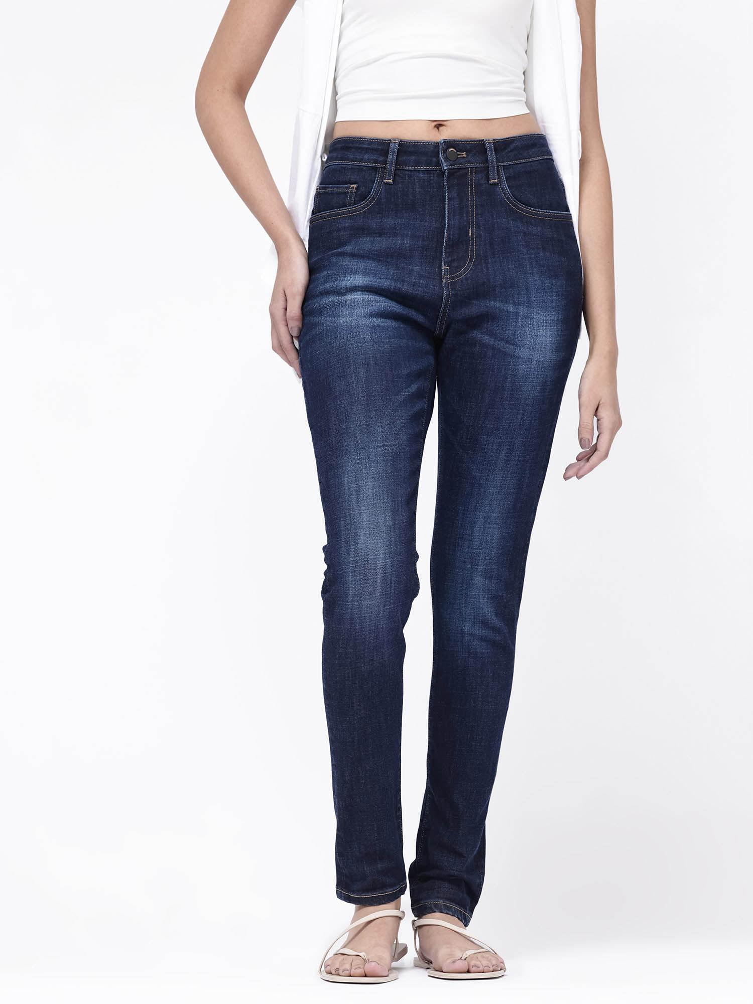 zarish blue solid jeans