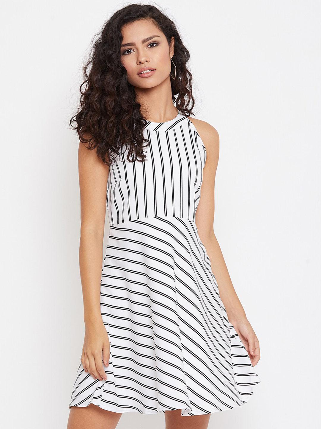 zastraa striped crepe a-line dress