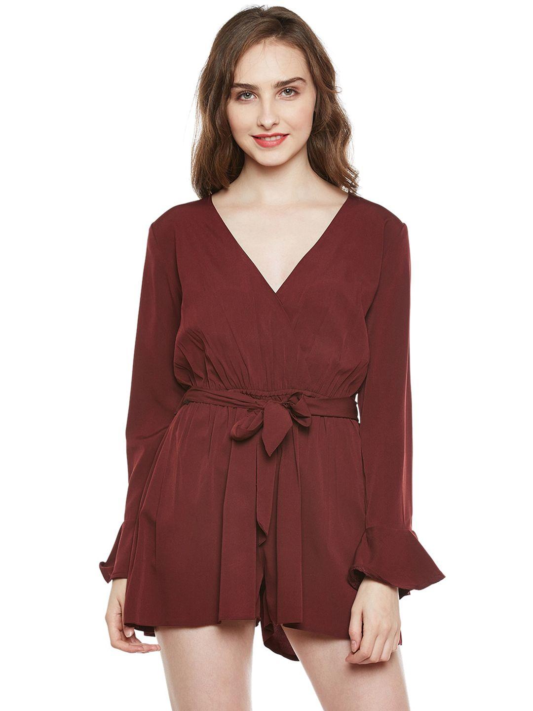 zastraa bell sleeves belted playsuit