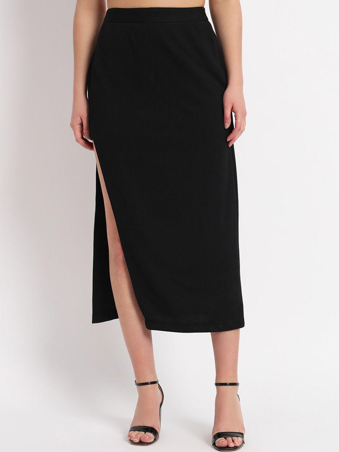 zastraa side slit straight midi skorts