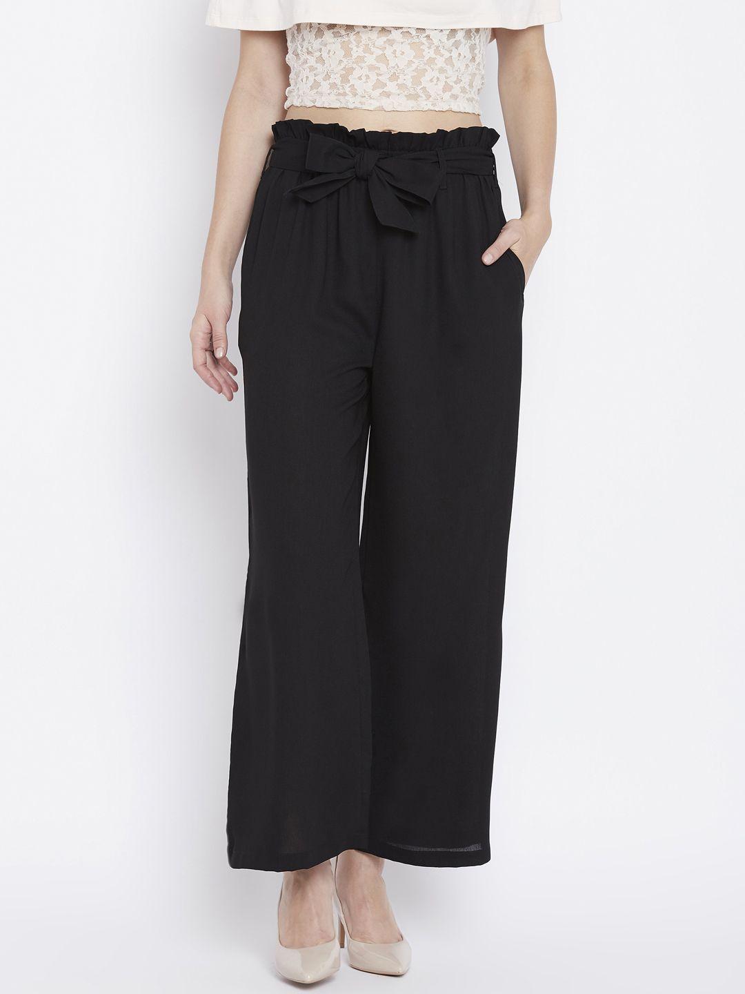 zastraa women black parallel trousers