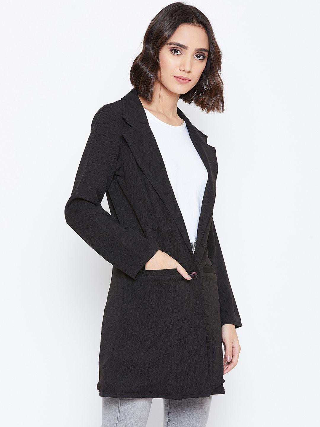 zastraa women black solid overcoat