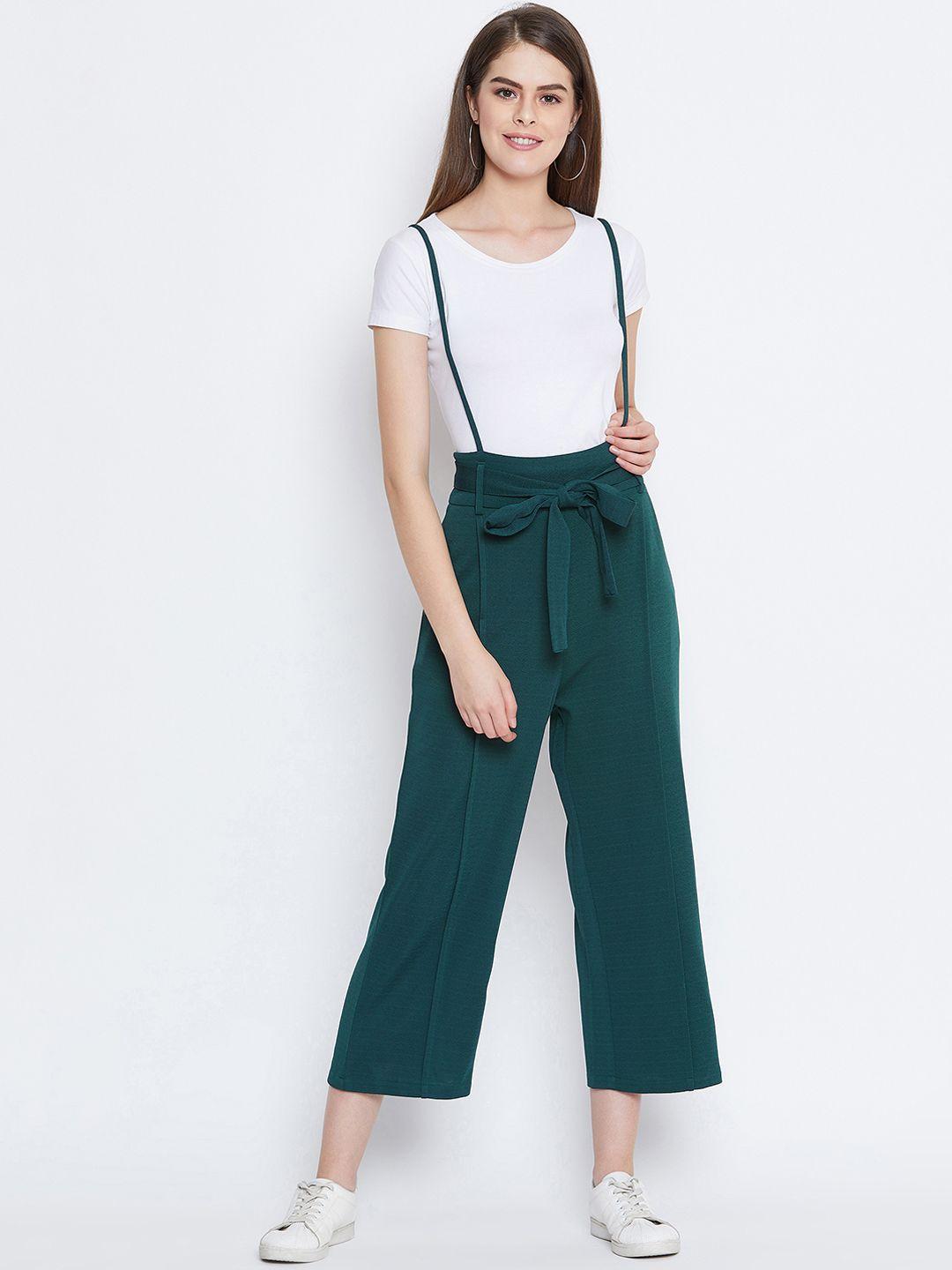 zastraa women green solid dungaree