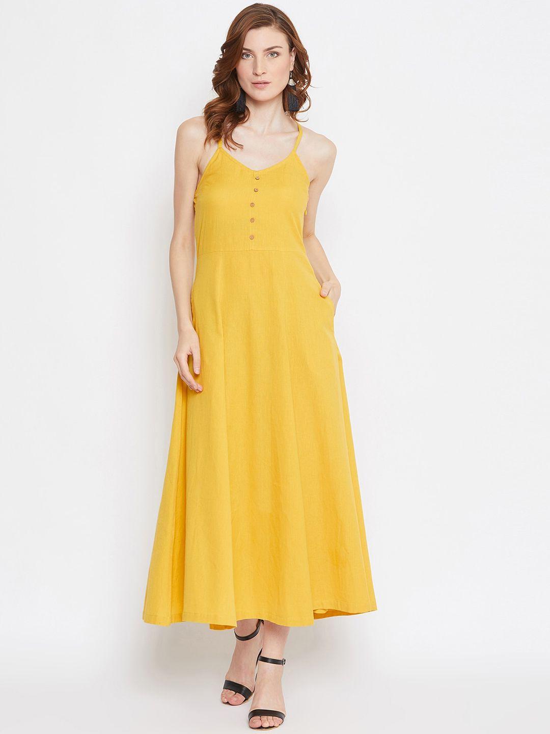 zastraa women yellow solid maxi dress