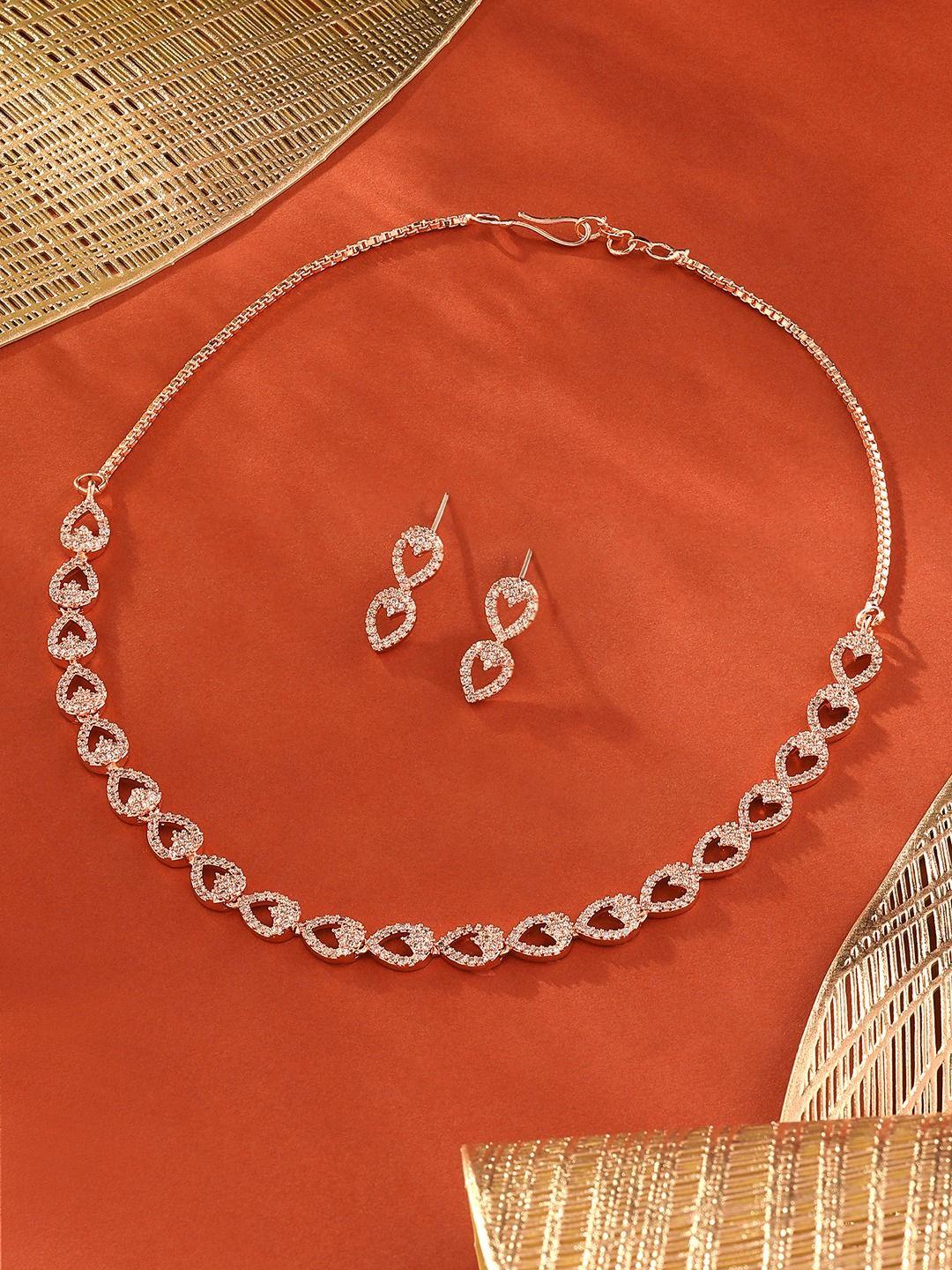 zaveri pearls cubic zirconia stone-studded jewellery set