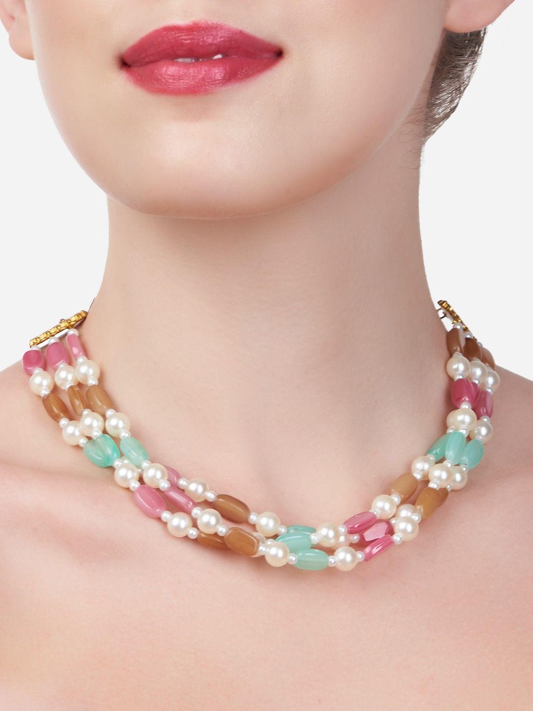 zaveri pearls multicoloured gold-plated beaded choker necklace