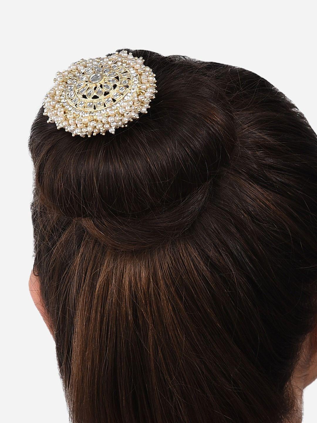zaveri pearls women gold hair accessory