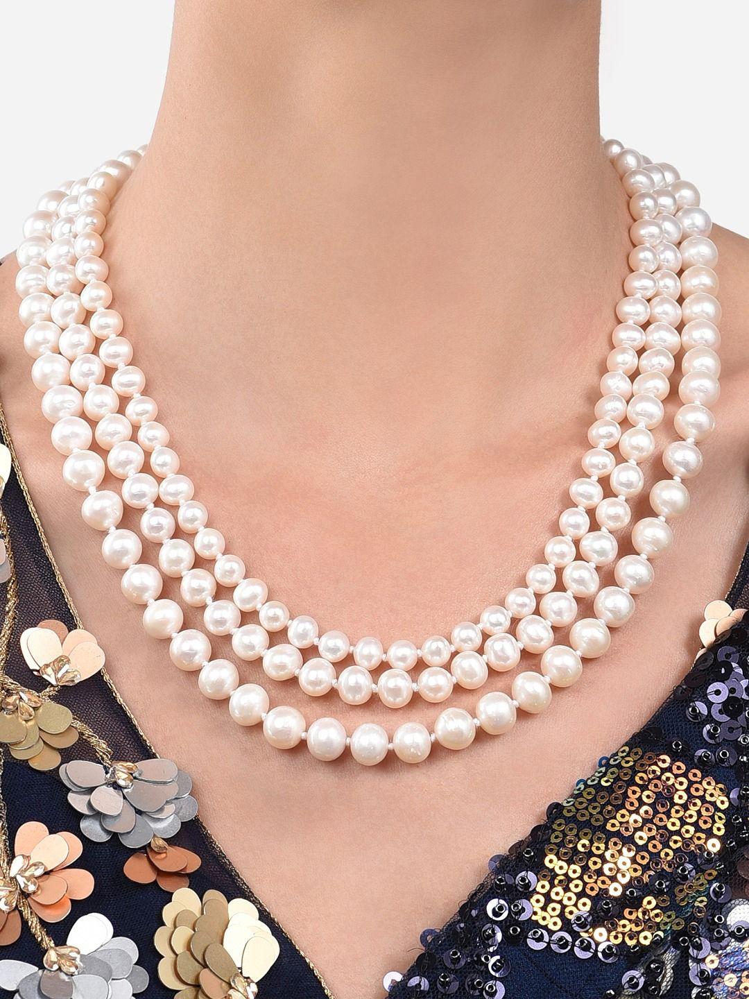 zaveri pearls women white necklace and chains