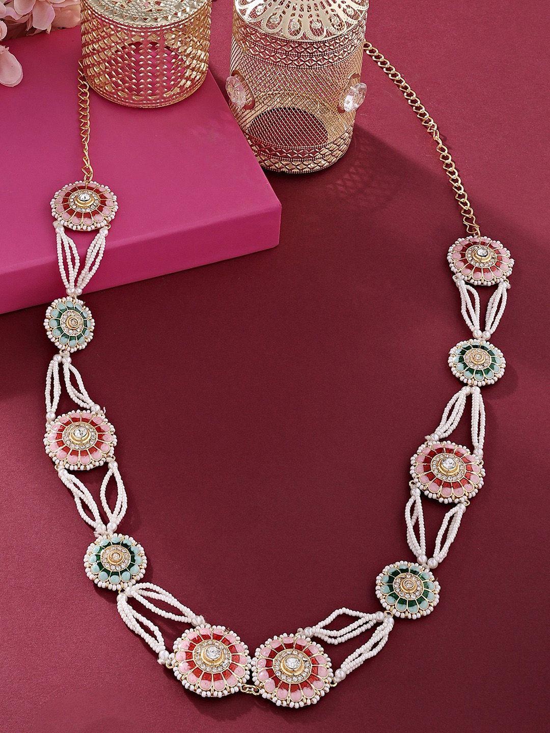 zaveri pearls austrian diamond-studded & beaded kamarbandh