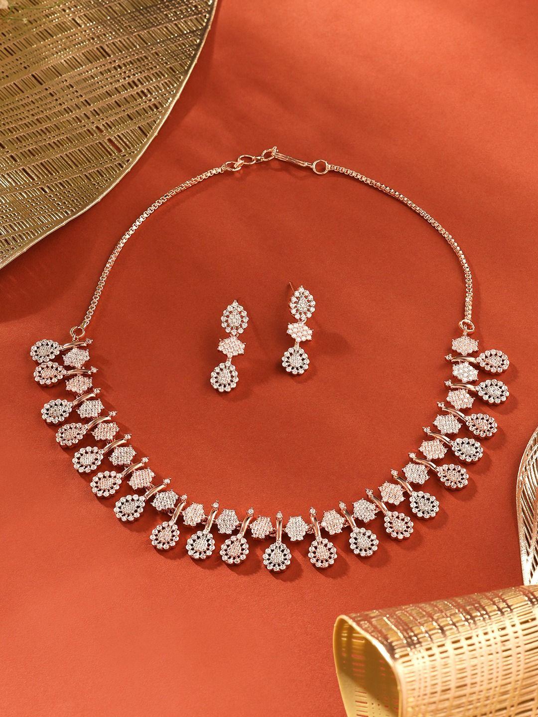 zaveri pearls cubic zirconia studded jewellery set