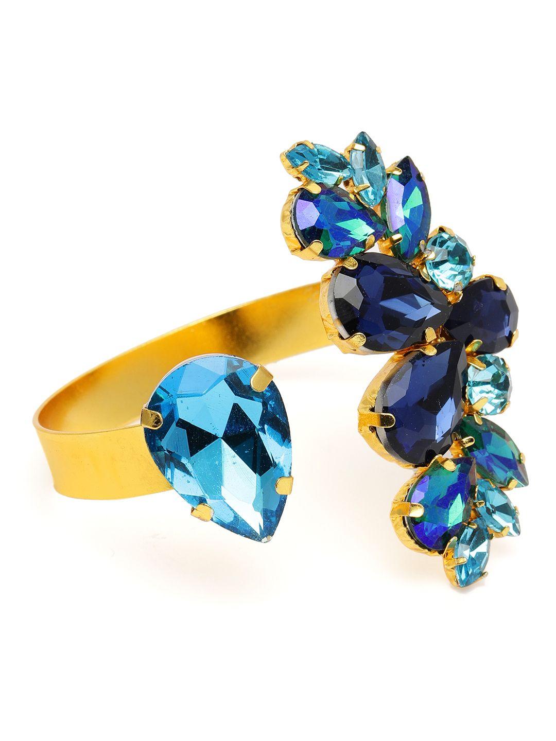 zaveri pearls gold-plated & blue contemporary bracelet