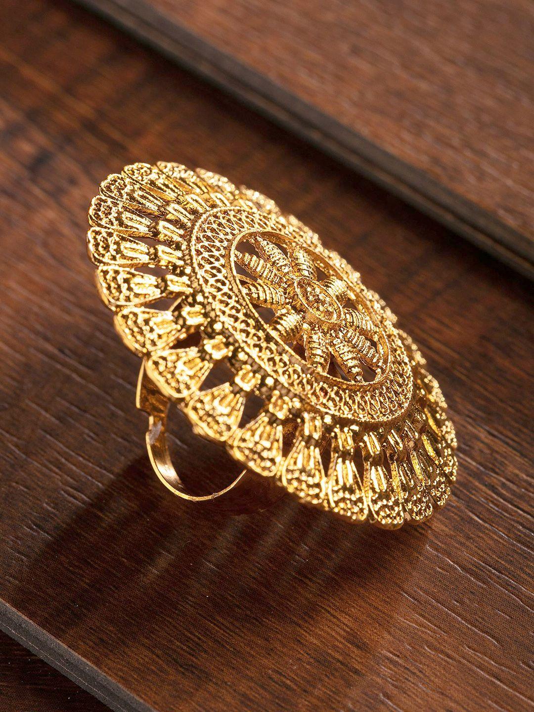 zaveri pearls gold-plated adjustable finger ring