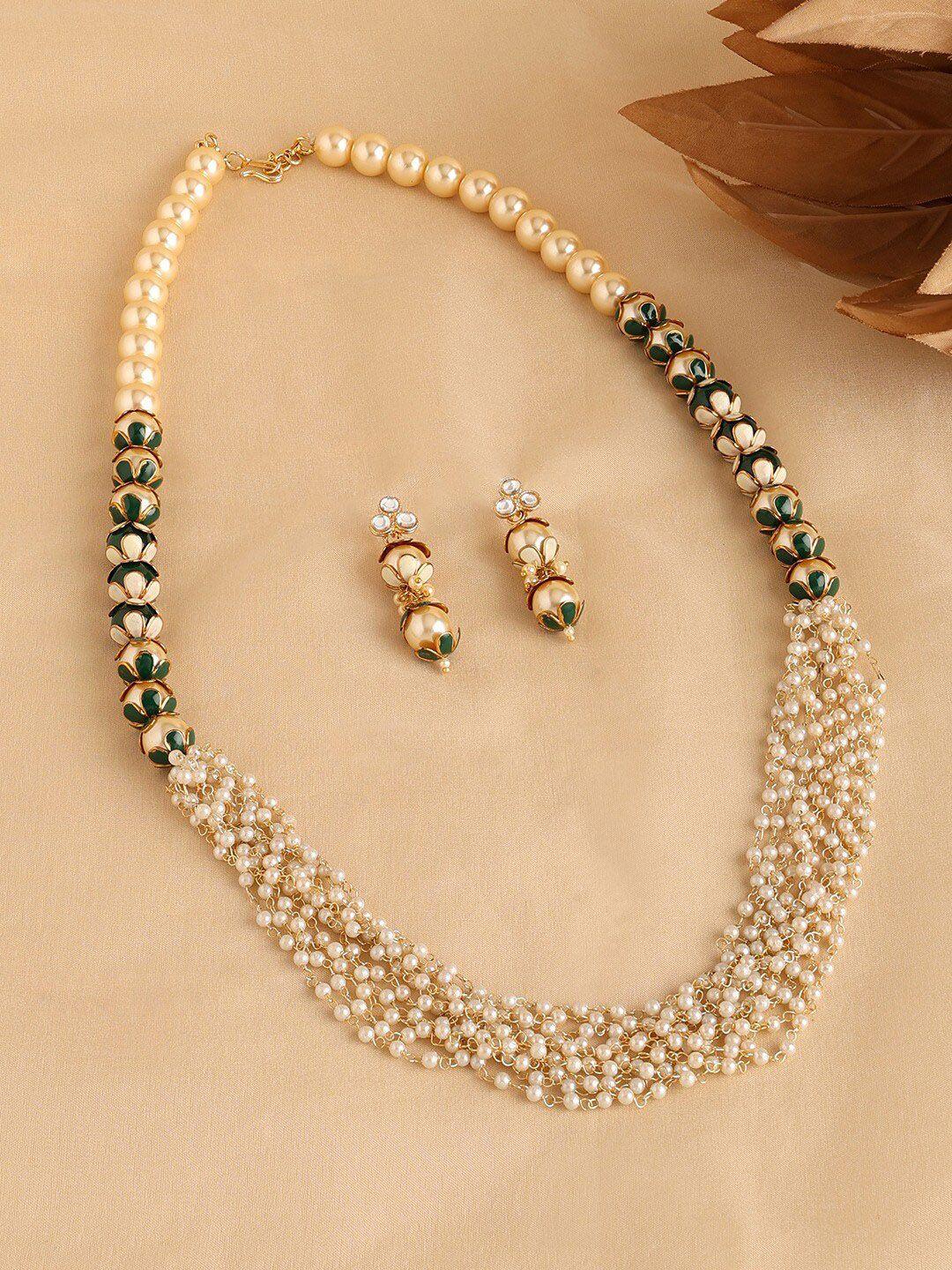 zaveri pearls gold-plated beaded jewellery set