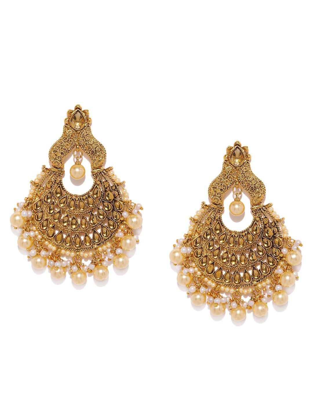 zaveri pearls gold-plated crescent shaped chandbalis