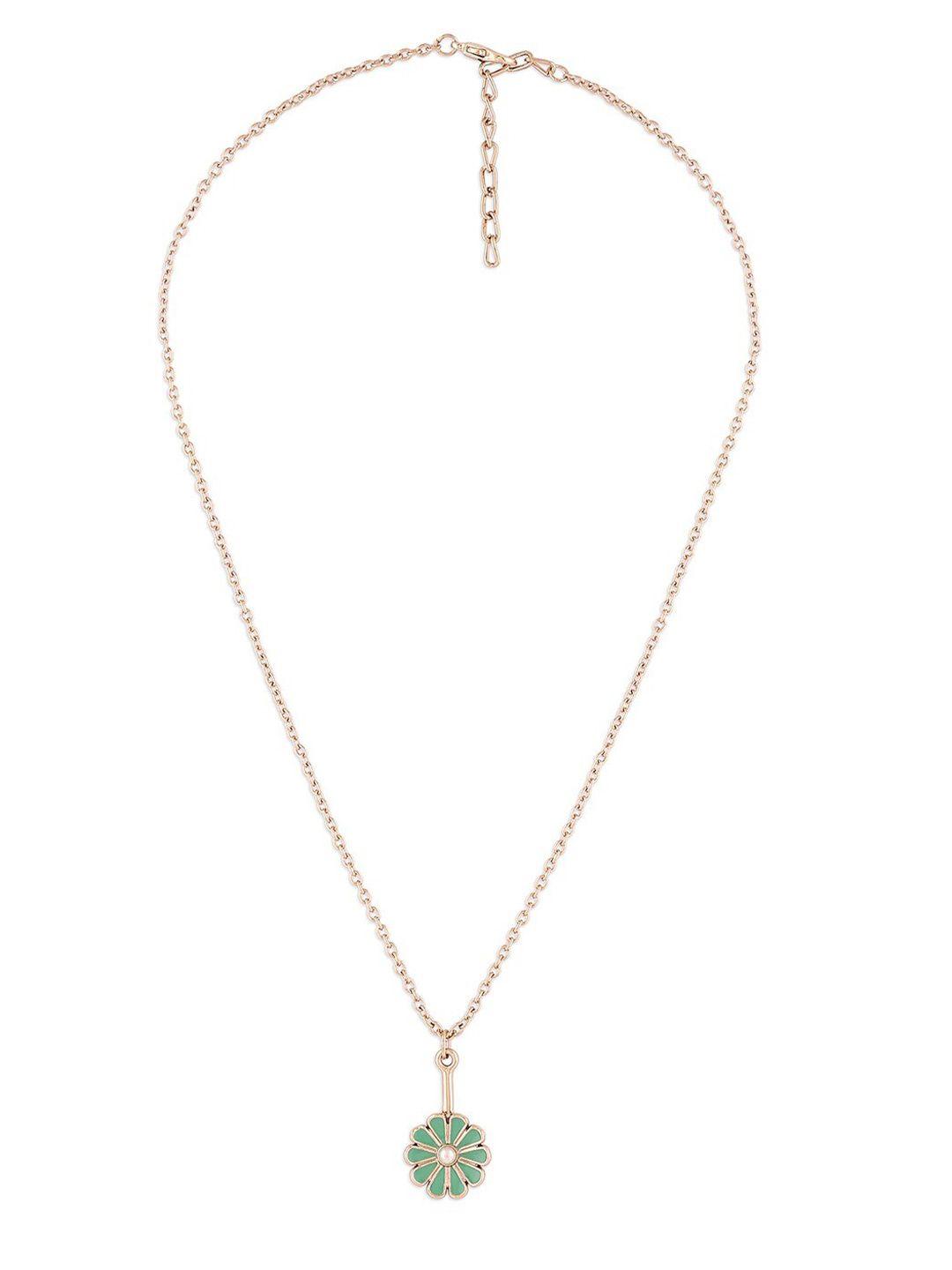 zaveri pearls gold-plated enamel flower pendant & chain