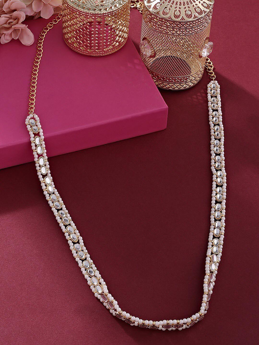 zaveri pearls gold-plated kundan-studded & beaded saree accessories