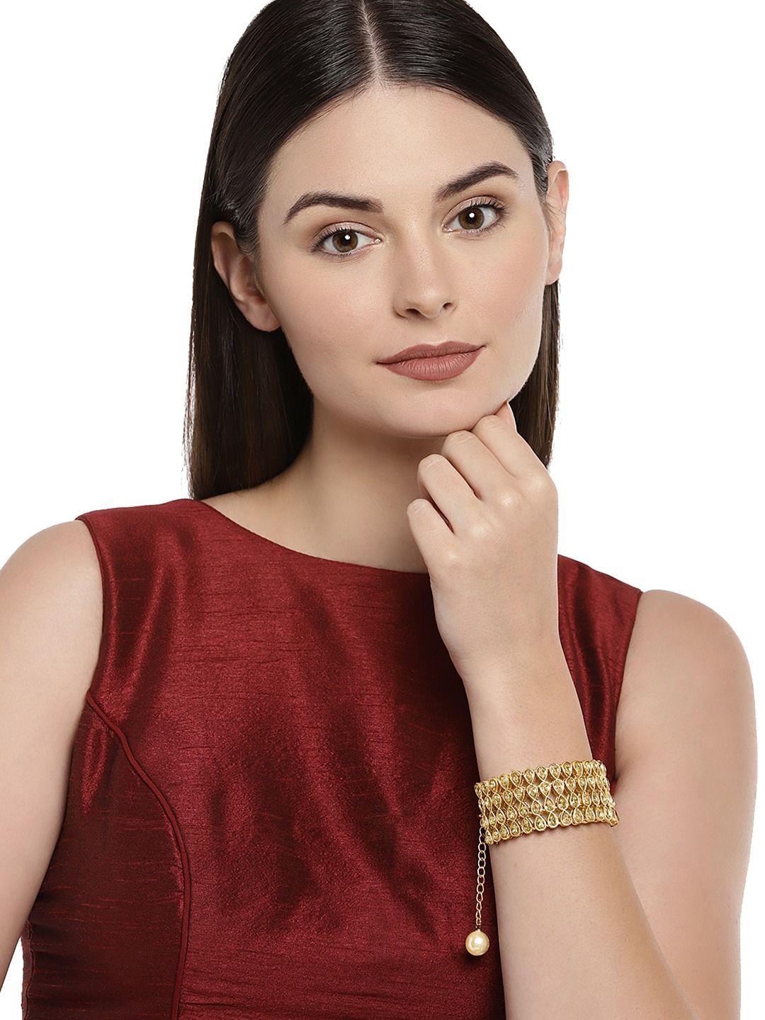 zaveri pearls gold-plated link bracelet