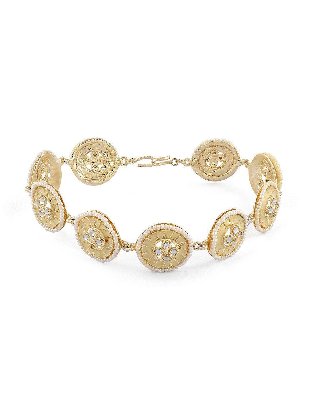 zaveri pearls gold plated meenakari bridal kundan & beads embellished maathapatti