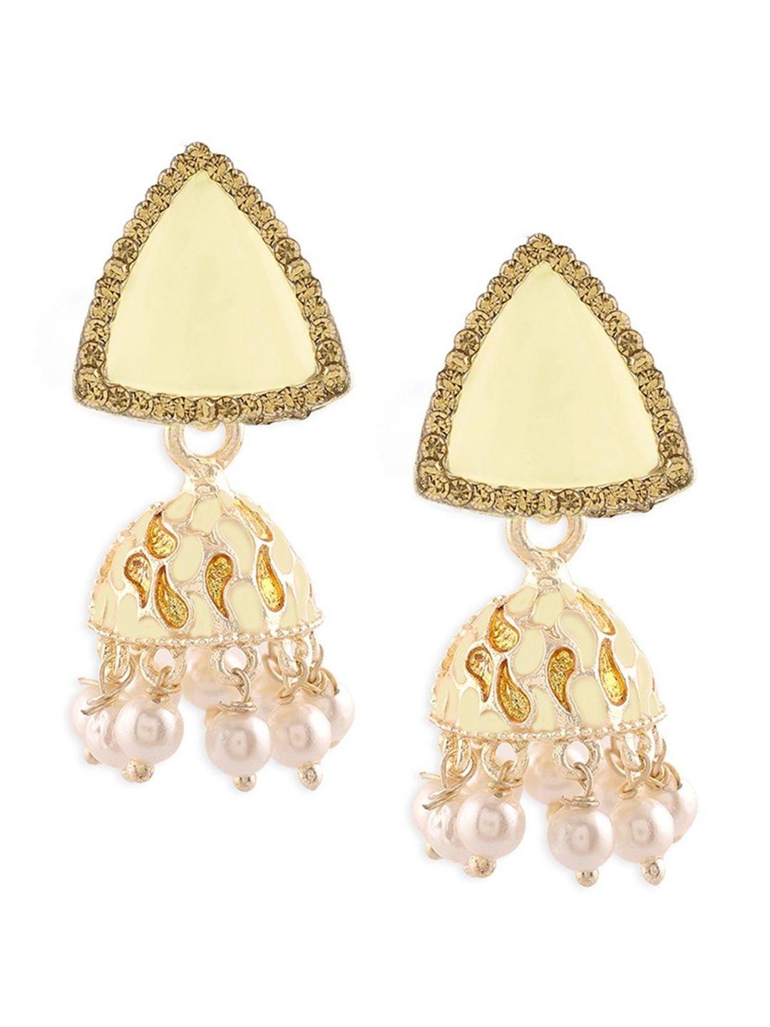 zaveri pearls gold-plated studded jhumkas