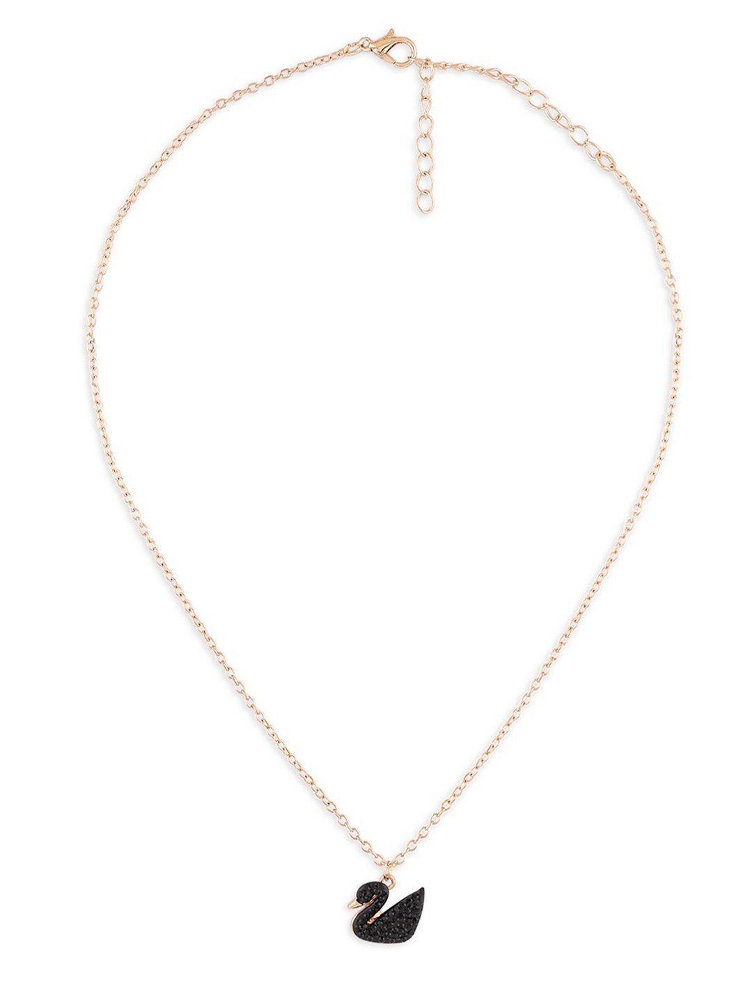 zaveri pearls gold-plated swan pendant & chain