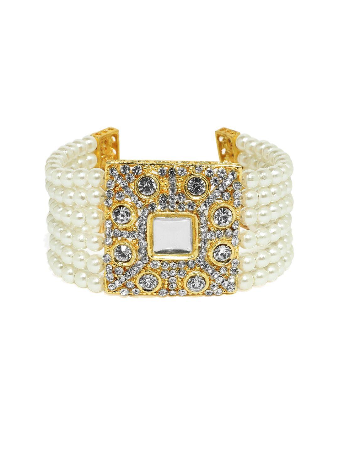 zaveri pearls gold-toned alloy gold-plated cuff bracelet