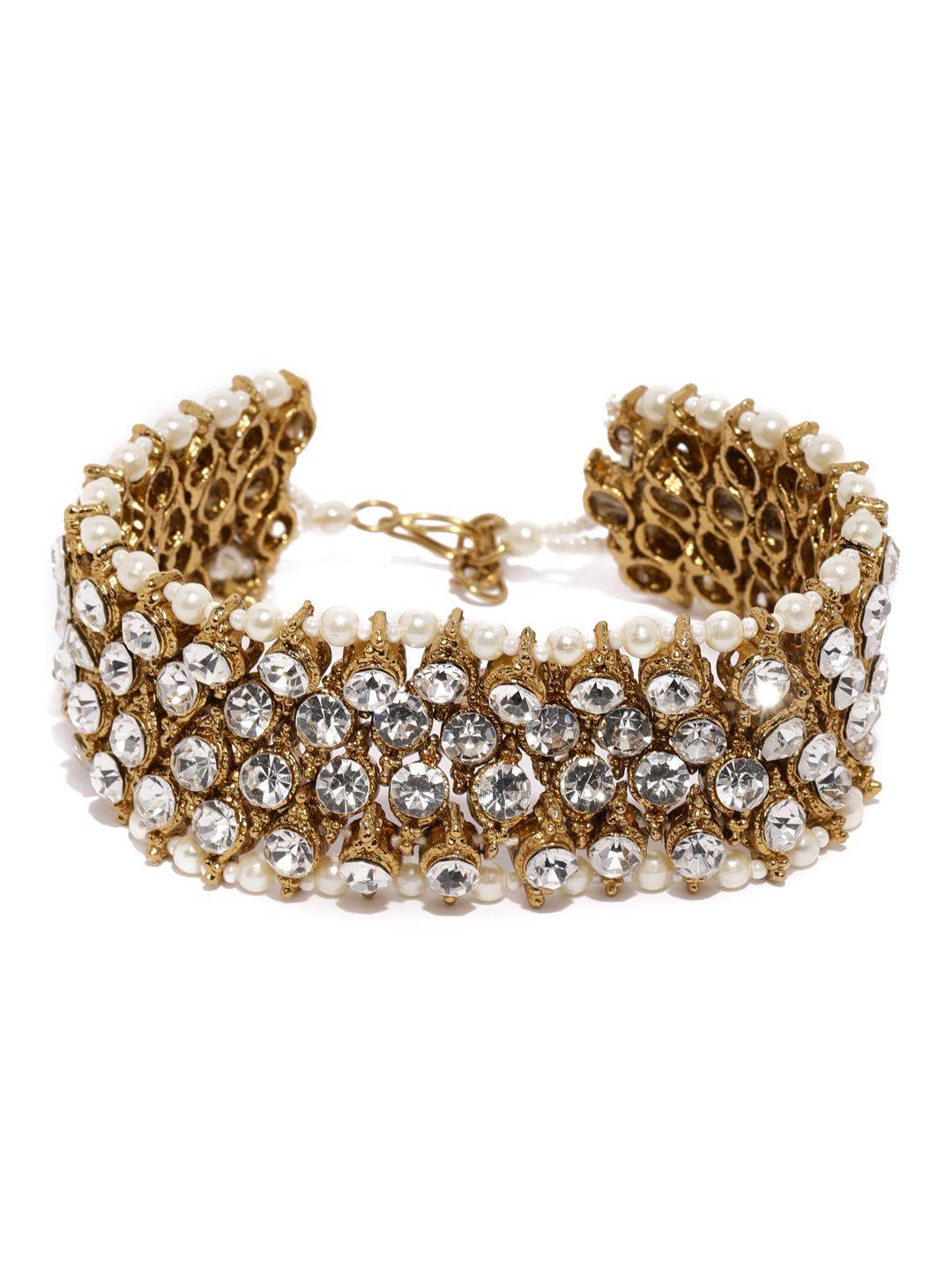 zaveri pearls gold-toned metal wraparound traditional bracelet