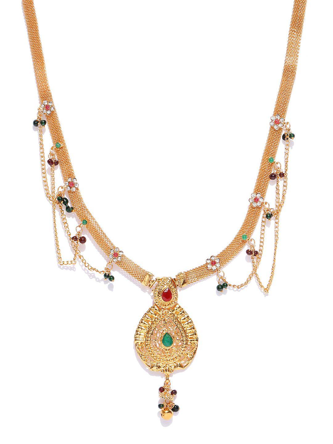 zaveri pearls gold-toned stone-studded saree kamarbandh