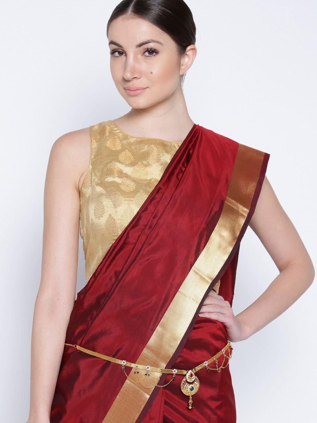 zaveri pearls gold-toned stone-studded saree kamarbandh
