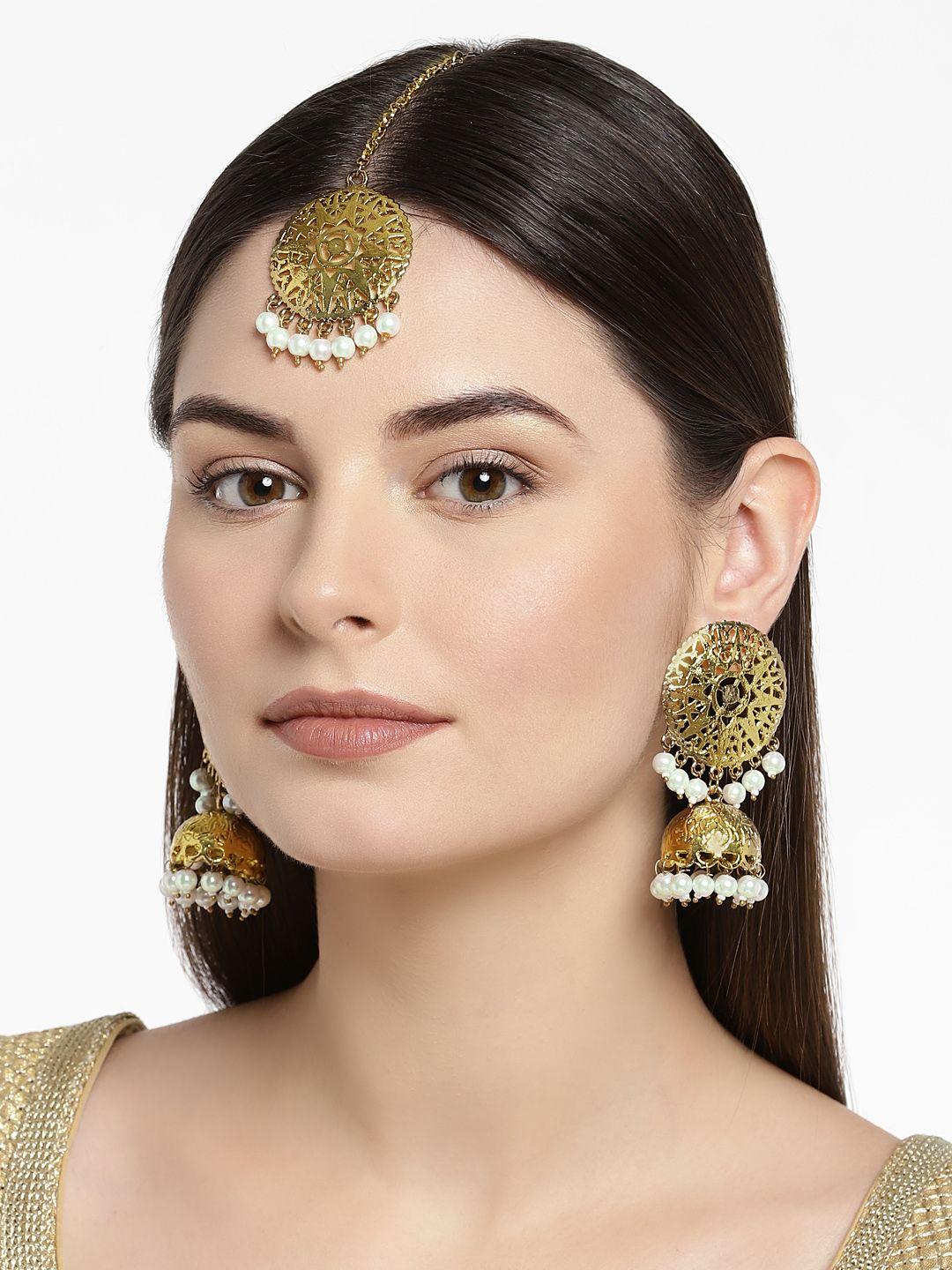 zaveri pearls gold-toned traditional jewellery set