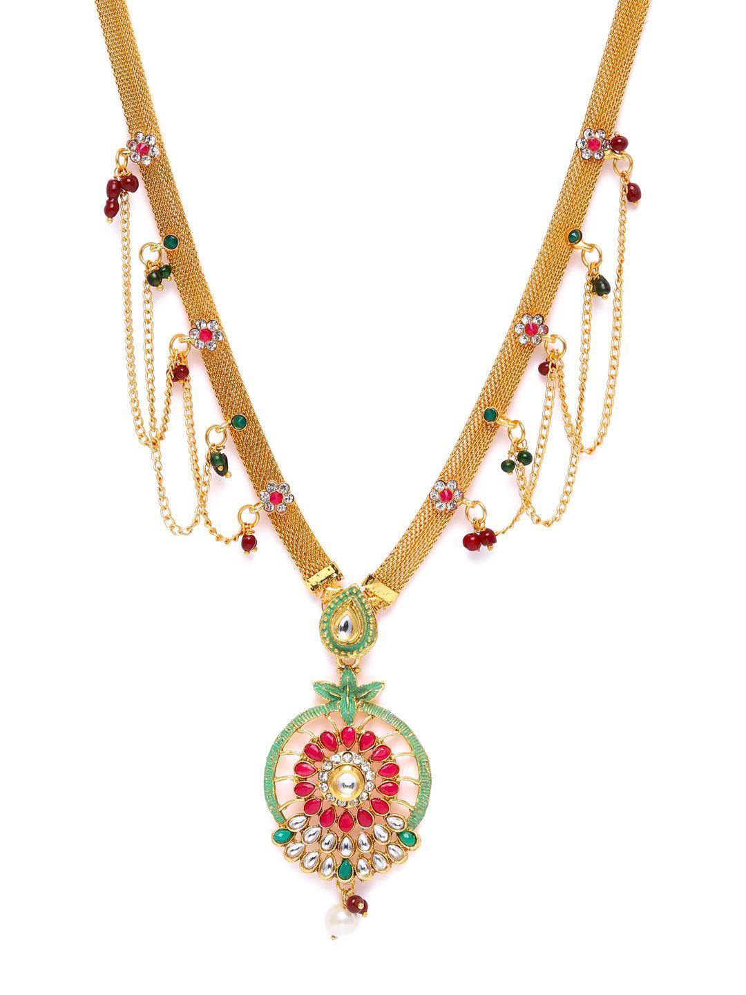 zaveri pearls multicoloured kundan studded waist chain